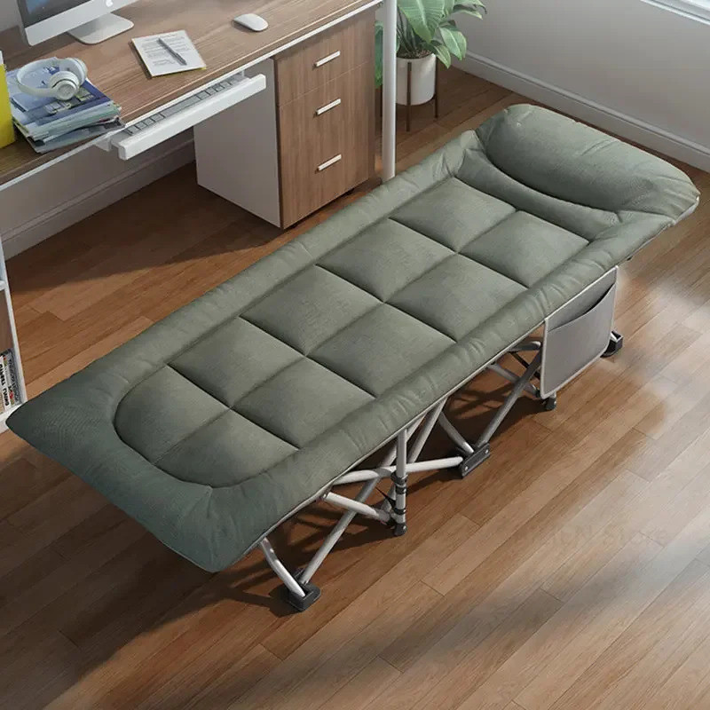 สํานักงานพักกลางวันเดี่ยวค่ายเตียงอเมริกันบ้านเตียงพับสําหรับนอนที่เรียบง่ายกลางแจ้งแบบพกพาพับทริปเต