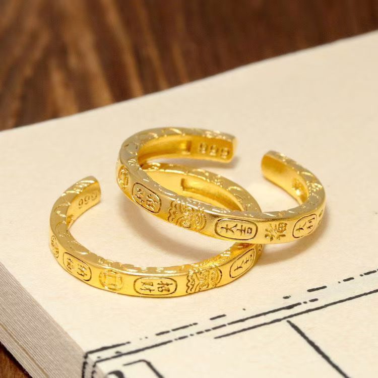 แหวนนําโชค แหวนความมั่งคั่งเงินแท้ 999 คําคมมงคลแหวนดีไซน์แฟชั่นสไตล์จีนใหม่ Lion-Awakening Fortune 