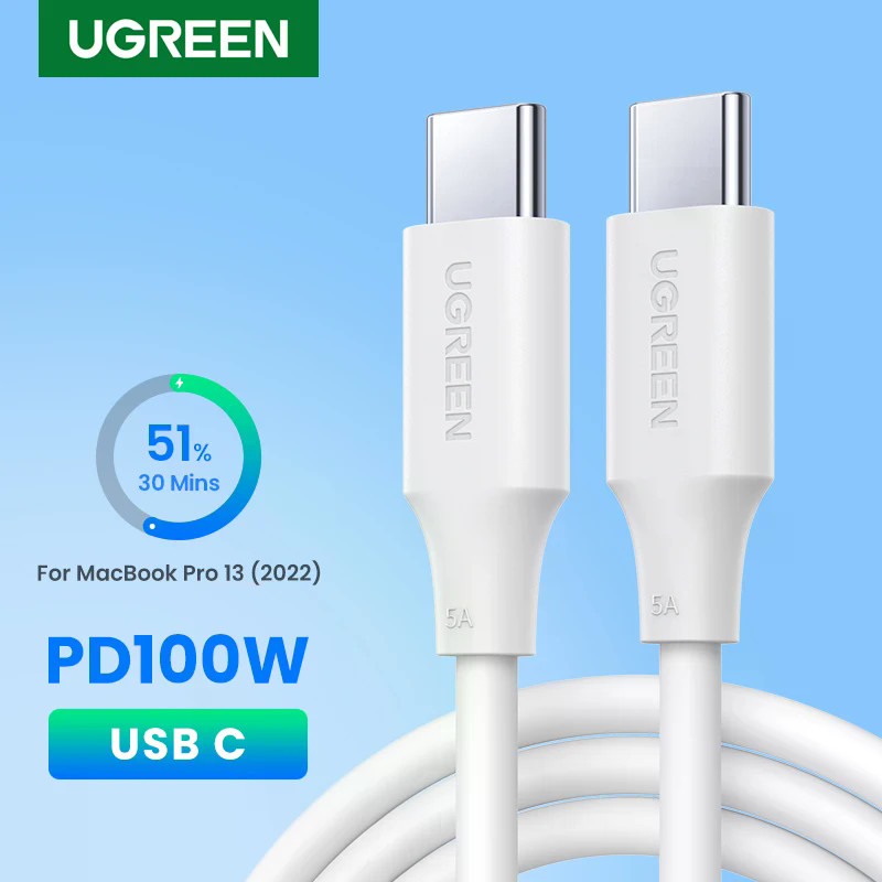 UGREEN สายชาร์จ Type C USB C ถึง USB C PD 5A 100W สายชาร์จเร็วสําหรับ MacBook Pad