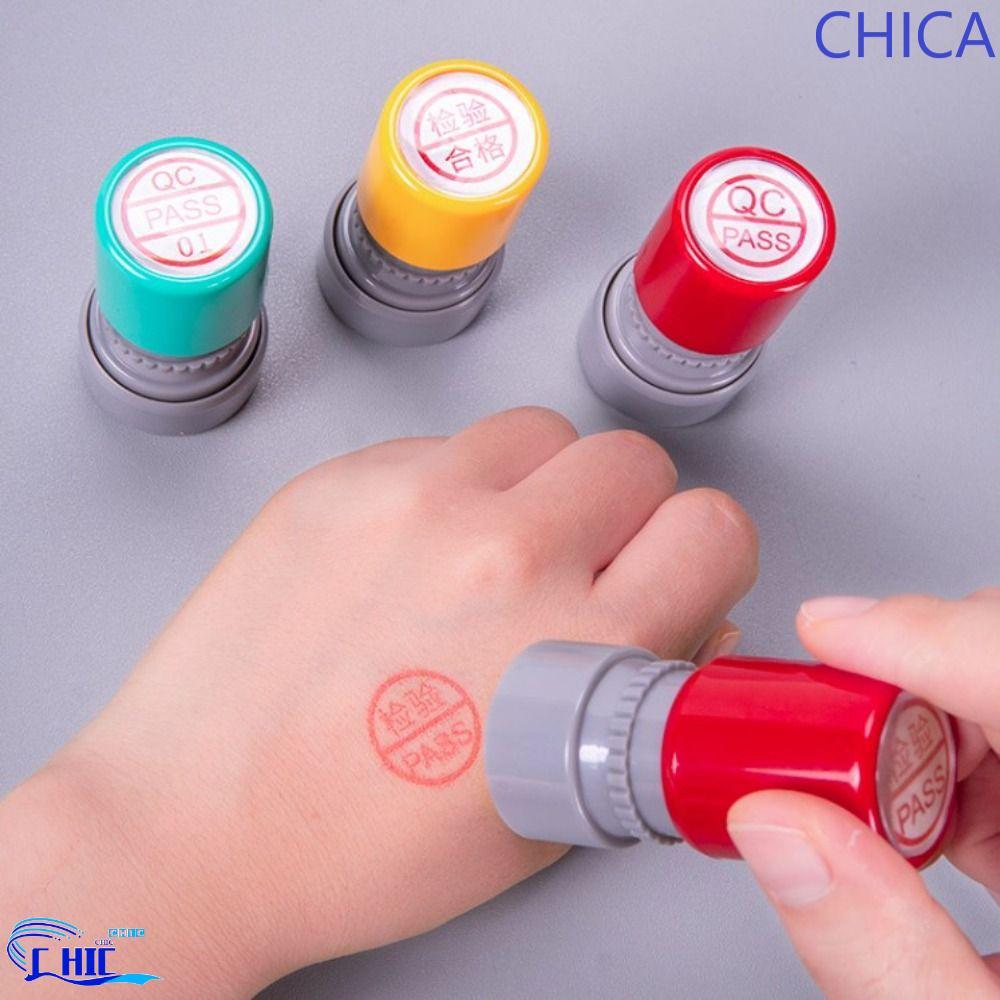 CHICA Quality PASS Stamp, IQC Self-Inking QA QC Inspect Stamp, Pocket OQC แกะสลักเวลาตรวจสอบคุณภาพ Inspector