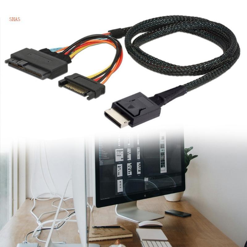Shas SFF-8611 4I ถึง SFF-8639 Connector SFF-8639 พร้อม 15Pin Power Adapter Cable สายส่งข้อมูลสําหรับ