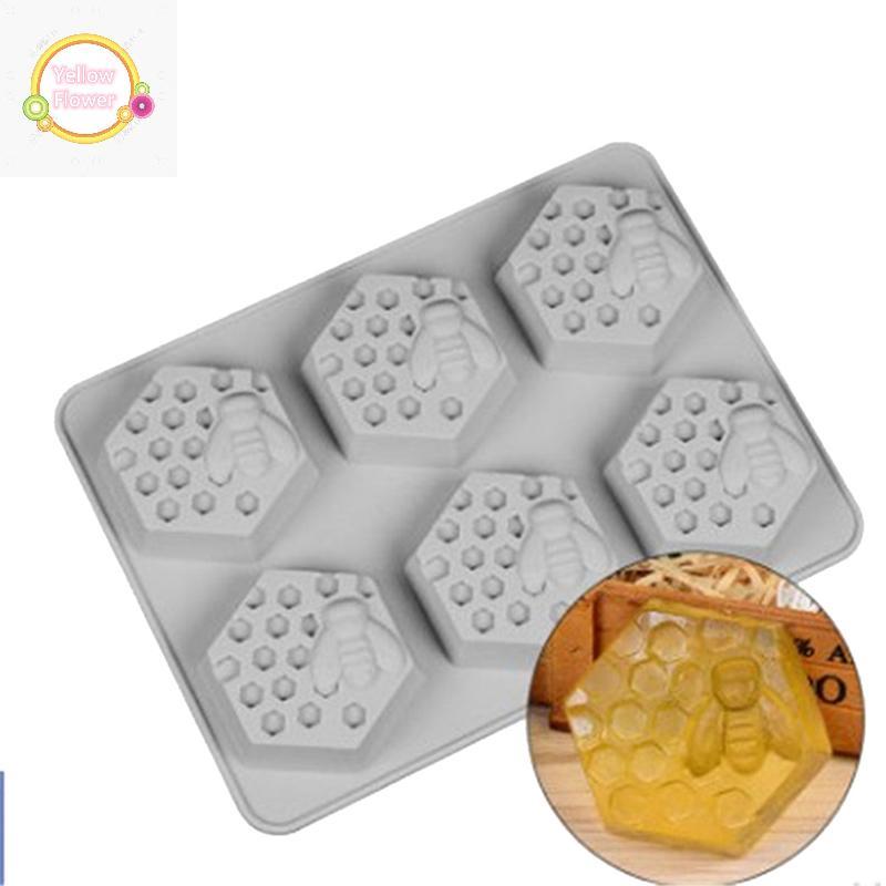 YellowFlower 1 Pc 6 Cavity ซิลิโคน Bee Hive Decor สบู่ทํามือ Mould เรซิ่นแม่พิมพ์ TH