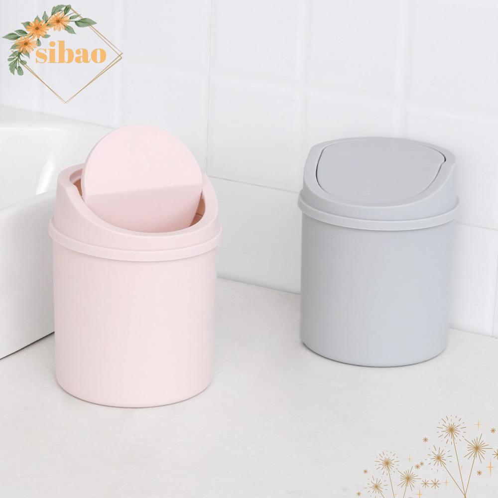 SIBAO กล่องเก็บของถังขยะขนาดเล็กสะอาดพร้อมฝาปิดถังขยะโต๊ะ Mini Desktop Bin Small Trash Can Desk Dustbin Clean Bedroom Home