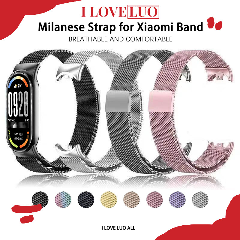 Milanese ห่วงสายโลหะ for Smartwatch Xiaomi Mi Band 10 9 8 แถบสแตนเลส for Mi Smart Band 10 9 8 NFC