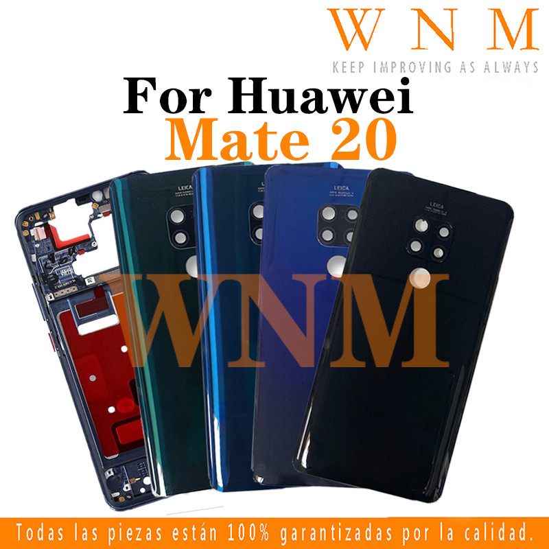 สําหรับ Huawei-Mate-20 HMA-L09 HMA-L29 LCD กรอบด้านหน้า Bezel ฝาหลังแบตเตอรี่ + กรอบกลาง + ชิ้นส่วนกรอบรูปกล้องด้านหลังกรณีที่อยู่อาศัยศูนย์แชสซีฝาครอบ