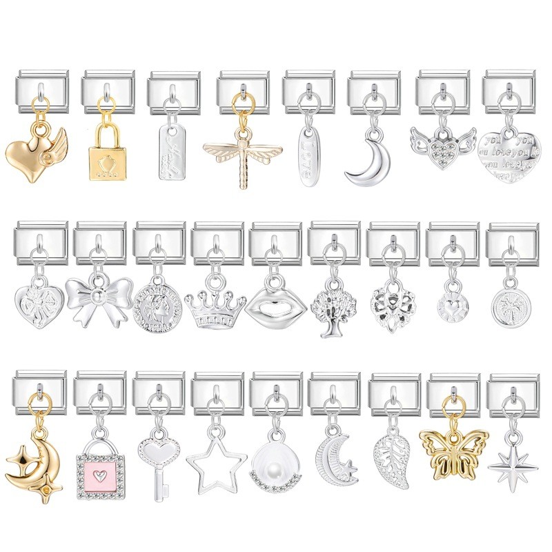 โมดูล charms อิตาเลียน โมดูลจี้ทองส่วนบุคคล สำหรับสร้อยข้อมือและอุปกรณ์เสริม