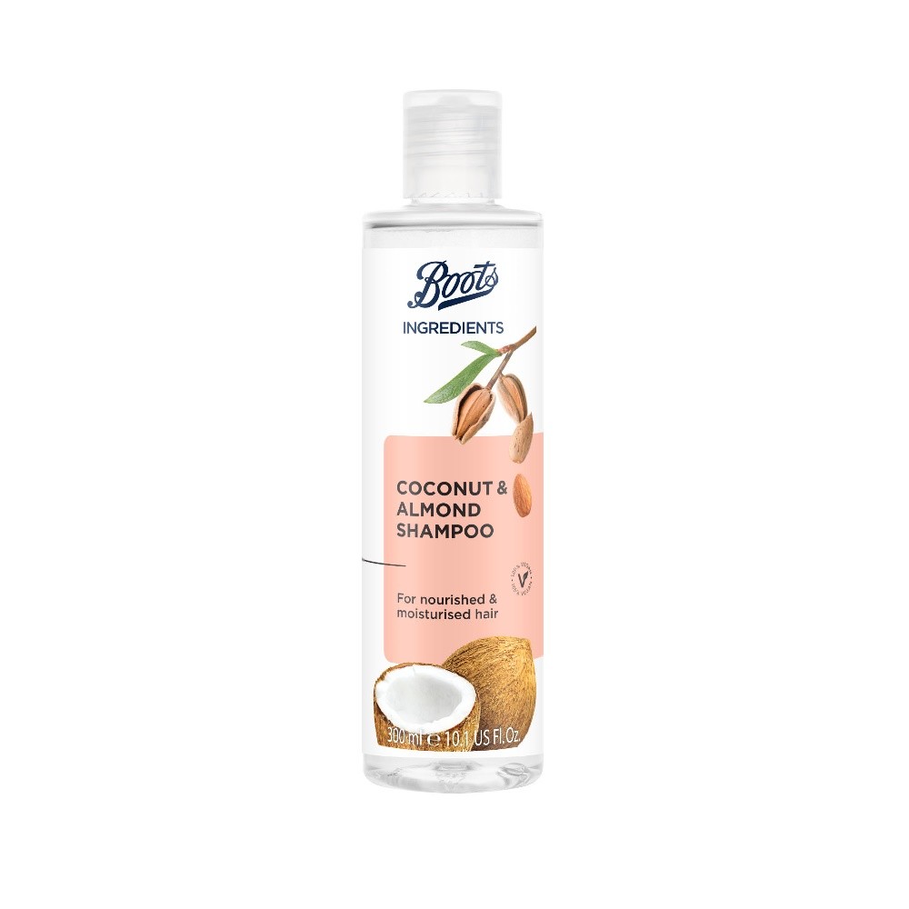 แชมพู Boots Ingredients Coconut & Almond Shampoo 300Ml บู๊ทส์ อินกรีเดียนส์ โคโคนัท แอนด์ อัลมอนด์ แชมพู 300มล.