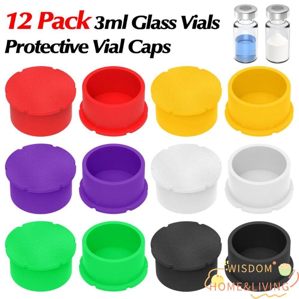WISDOM 12 ชิ้น/แพ็คแก้ว Vials ป้องกัน Vial Caps, Reusable Leak-Proof Dust-Resistant ฝาปิด, ปลั๊กฝุ่นรั่วฟรีซีล Stopper ฝาปิดขวดทําความสะอาดง่ายและนํากลับมาใช้ใหม่ได้