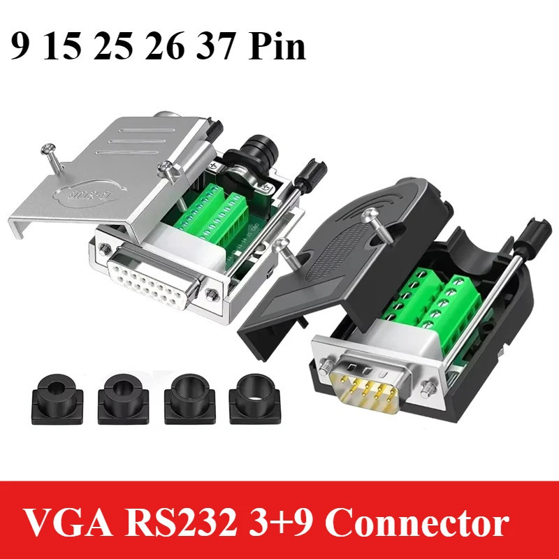 DB9 DB15 DB25 DB26 ชายหญิงปลั๊ก 3 + 9 VGA Breakout Connector Solderless 9Pin 15Pin 25Pin 26Pin 37Pin