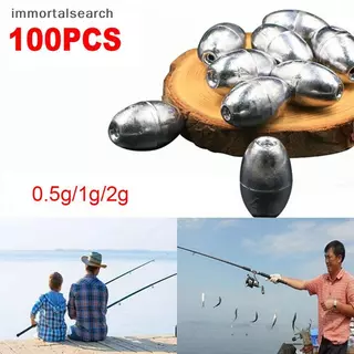 IMMO 100 ชิ้น ตะกั่วน้ำหนักสำหรับตกปลา ออกแบบทรงใบ.olive อุปกรณ์เสริมตกปลาคุณภาพดี