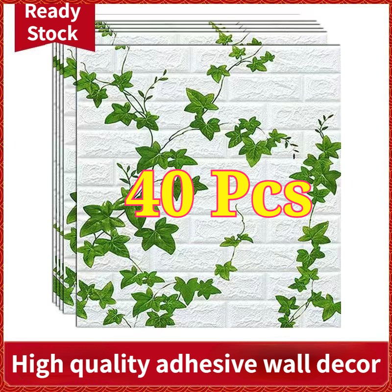 40pcs ขายร้อน 35x35 ซม.3D โฟมวอลล์เปเปอร์ Dinding กันน้ํา Self-Adhesive Wall กระดาษสติกเกอร์แผงผนังตกแต่งสําหรับบ้าน,หลังคาและเพดาน