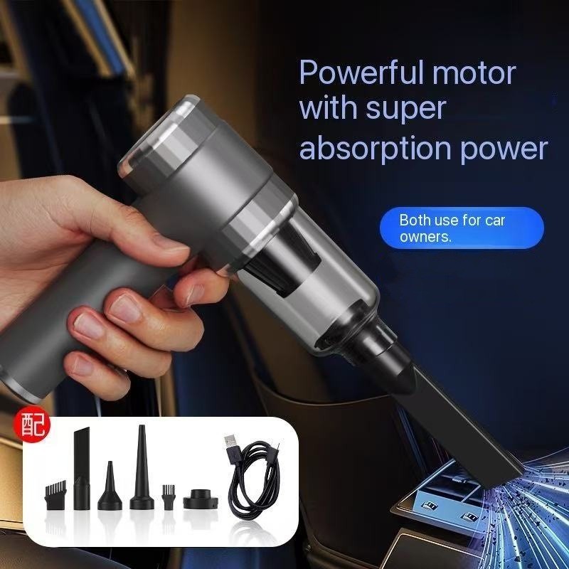 รถสไตล์ใหม่.ดูดที่แข็งแกร่งสูงแบตเตอรี่ชีวิตครัวเรือนขนาดเล็กเครื่องดูดฝุ่นรถด้านหน้าดูดด้านหลังเป่า