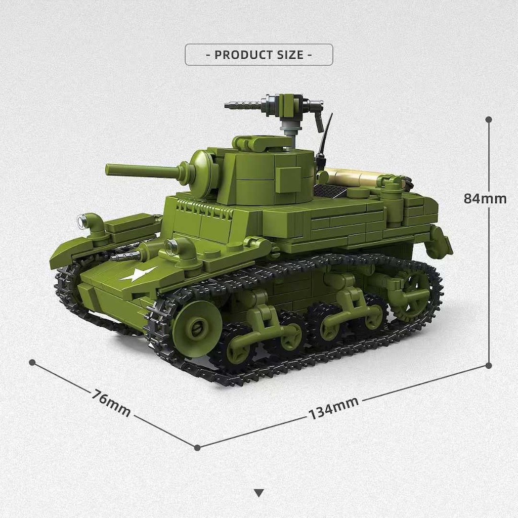 Mytopstore 579PCS M3A1 Stuart Stirling Light Tank Model Construction พัฒนาของเล่น Building Block อิฐ