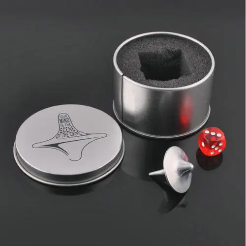 Mini Great Zinc Alloy Silver Spinning Top จาก Inception Totem ภาพยนตร์ของเล่นเด็กขายปลีกกล่องโลหะคริ