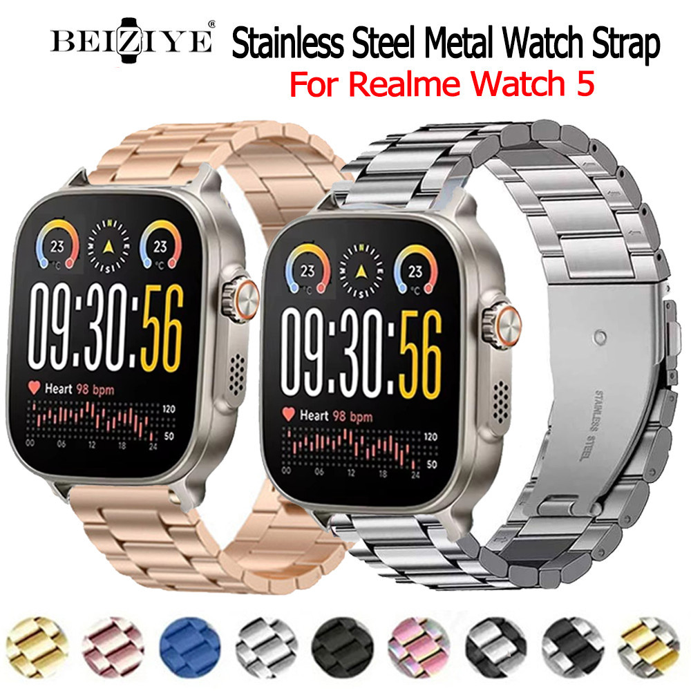 สาย  สำหรับ realme watch 5 สายนาฬิกาข้อมือ สแตนเลส สำหรับ สำหรับ realme watch 5 สาย นาฬิกาอัฉริยะ