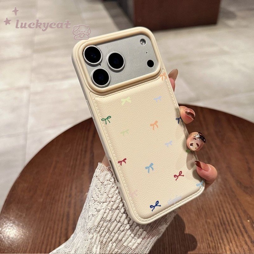 ใช้งานร่วมกับ iPhone 17 16 15 14 13 12 11 Pro Max X Xr Xs Max 7 8 Plus SE2020 เคสโทรศัพท์ Ins น่ารักสีสันโบว์หนังนุ่มปกหลัง - รูปที่ 4