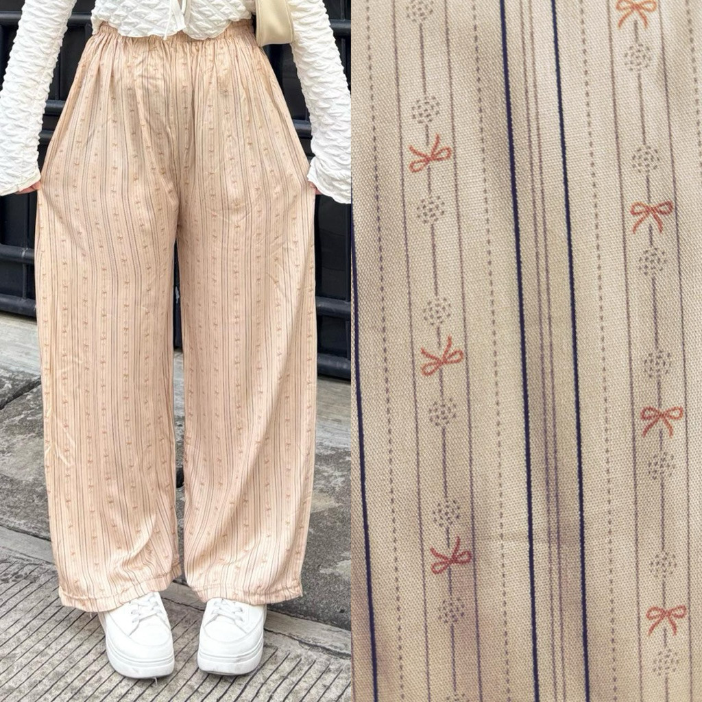DOLLAR - ZFS NESSA RAYON PANTS WITH DAILY PANTS WITH RUBBER WAIST / KELLY HOMEY PANTS กางเกงลําลอง /