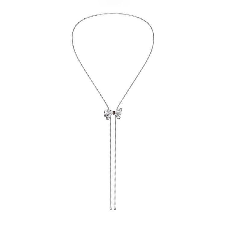 White Night Series 925 สร้อยคอเงินดึงออก Clavicle Chain Niche Design Bow จี้ All-Match dsg1124.5