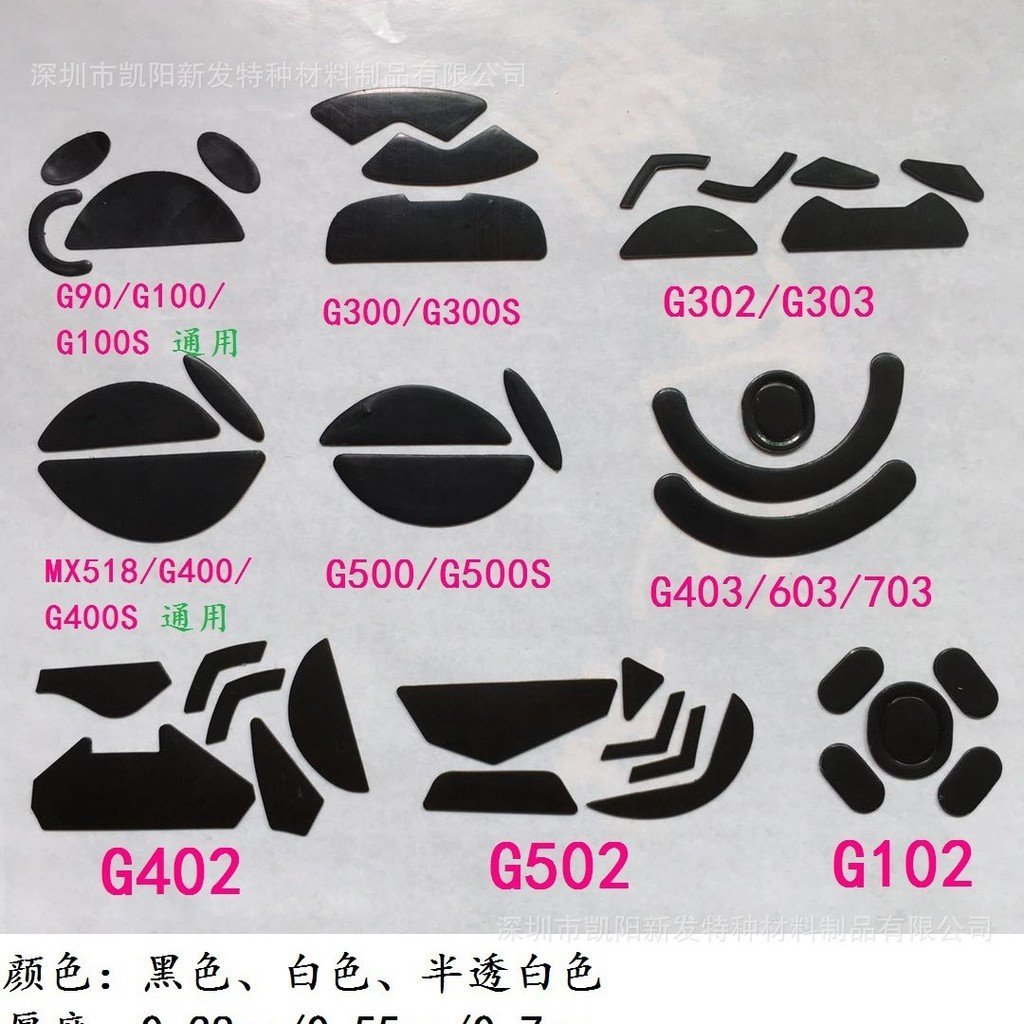 สติ๊กเกอร์เท้าเมาส์ยอดนิยม G100S/G300S/G302/MX518/G400S/G500S/G402/G502 เสื่อเท้า Logitech