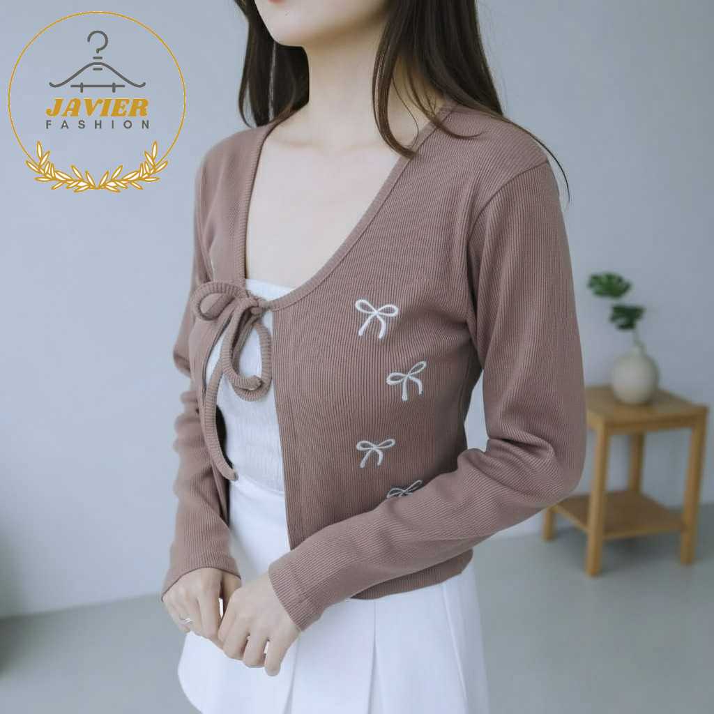 JF003- เสื้อคาร์ดิแกนแฟชั่นผู้หญิง Cardi Ruka Rib Knit Fit ถึง L