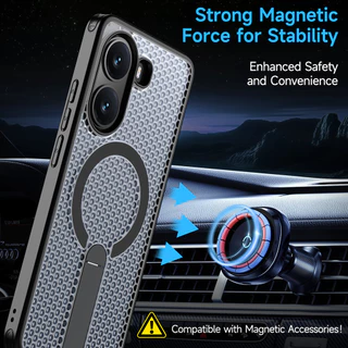 เคสโทรศัพท์แม่เหล็กสําหรับXiaomi POCO X8 Pro Max X7 Pro F7 F8 Ultra Pro M8 M6 Pro C75 C71 เคสโทรศัพท์วงเล็บมัลติฟังก์ชั่นHollowกระจายความร้อนกลางแจ้งAnti Fallปกหลัง