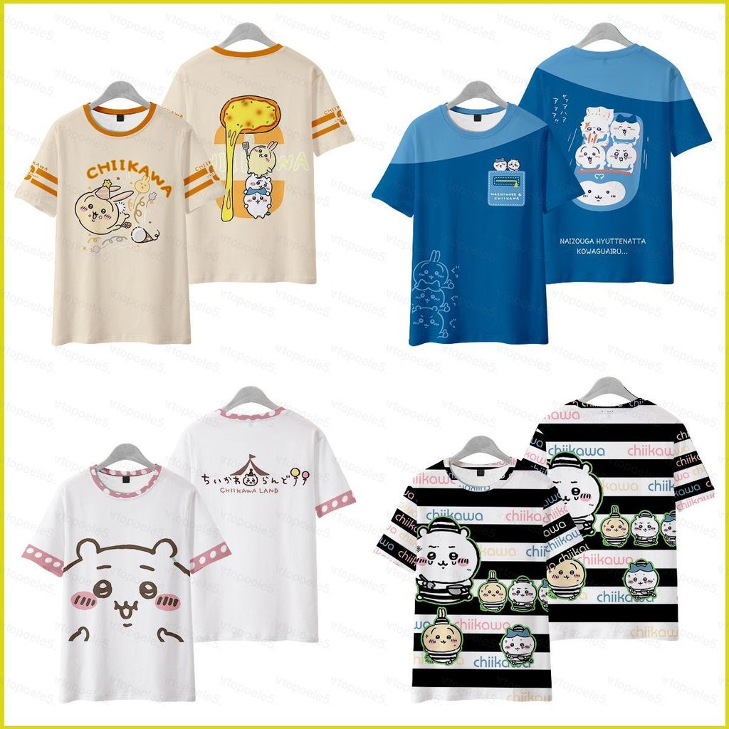 ST5 Chikawa เสื้อแขนสั้นแบบอนิเมะ Unisex สำหรับคอสเพลย์และวัน.getDay()ual wear สไตล์กราฟิก ขนาด TS5