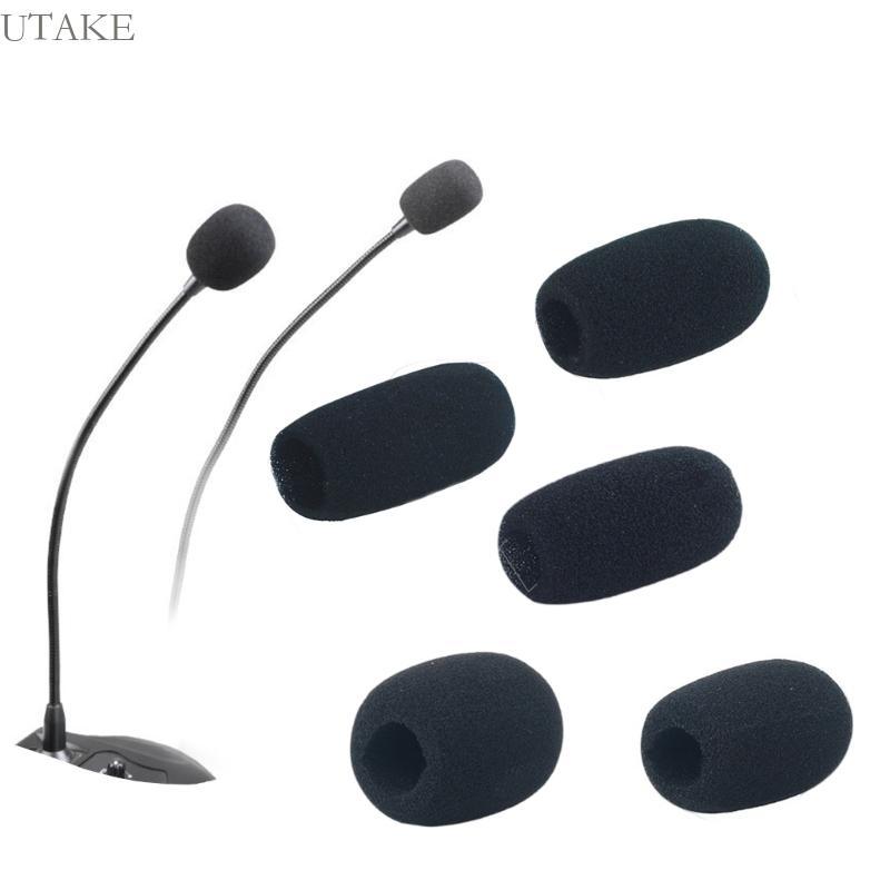 Utake 5 ชิ้น Mic Foam Filter Windshields ฟองน้ําตัดเสียงรบกวนครอบคลุม Secures Fit การบรรยายขององค์กร