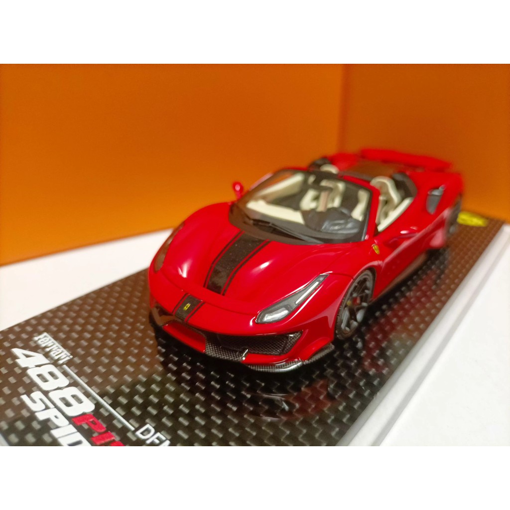 DF 1 43 Ferrari 488 Pista Spider Convertible Version Supercar Resin Model สีแดง