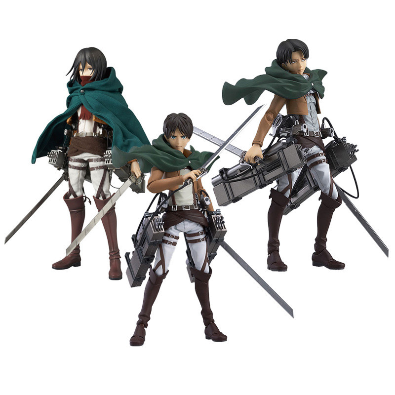 Attack on Titan Figma 213 Levi 207 Allen 203 กัปตัน Mikasa รูป Action Figure