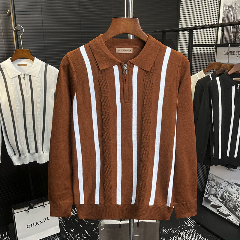 เสื้อโปโลแขนยาวครึ่งซิปรูปแบบลายพิมพ์ เสื้อกันหนาวผู้ชาย สำหรับการทำงาน - รูปที่ 4