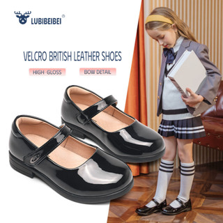 [แบรนด์] รองเท้าหนังเด็กผู้หญิง พื้นนุ่มสีดำ สไตล์อังกฤษ เหม…