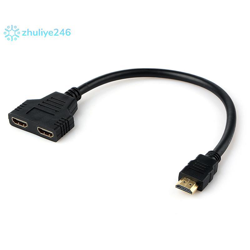 <zhuliye246> HDMI Splitter Cable Male to Dual HDMI 2 Female Y Splitter Adapter in HDMI HD LED Nice