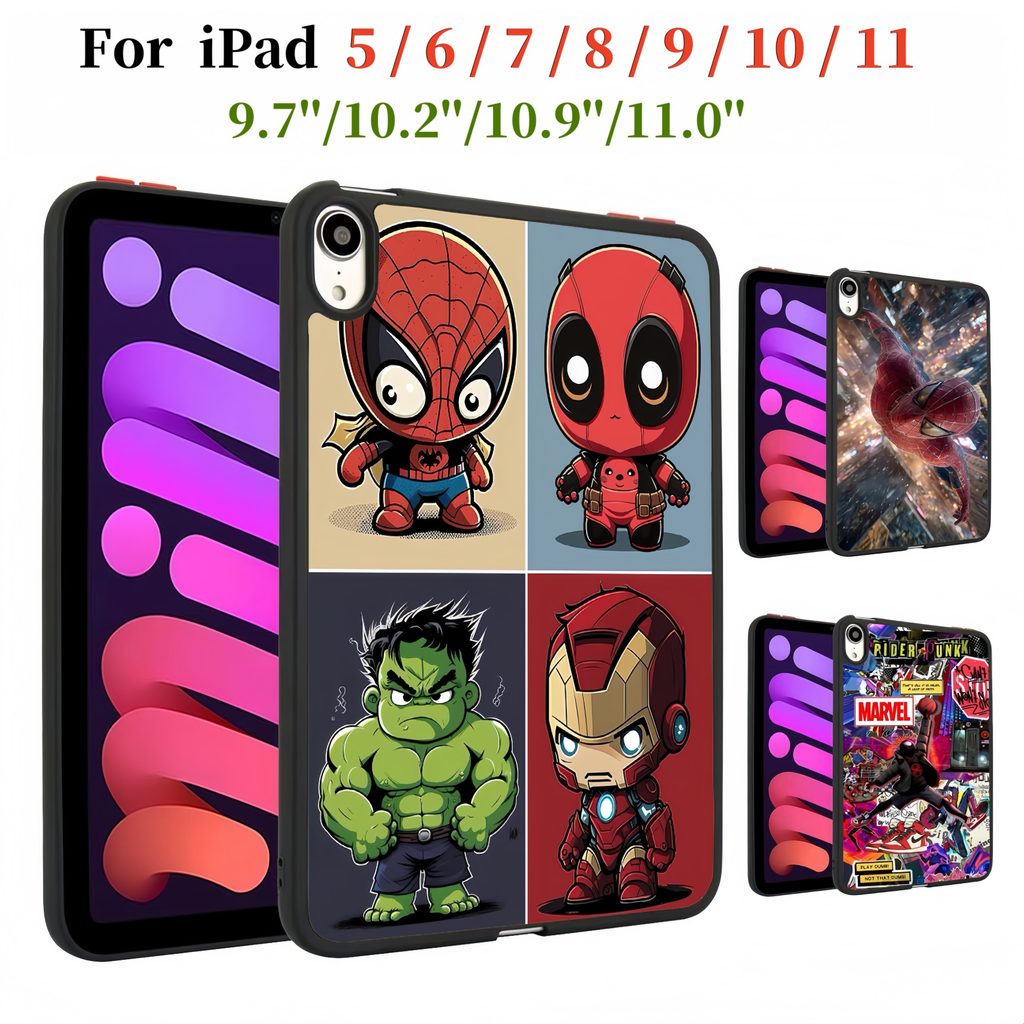 สําหรับiPad Air2 5 6 7 8 9 10 11 9.7 10.210.9 11.0 แฟชั่นMarvel Spider-ManทาสีกรณีiPad A16 2025 10 2