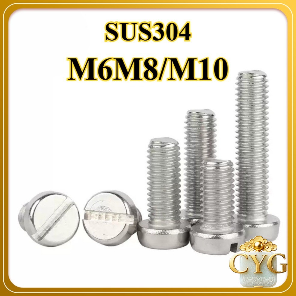 304 สแตนเลส one-slot สกรูหัวทรงกระบอก GB65 สกรู slotted หัวกลม bolt M6M8/M10CYG-FC
