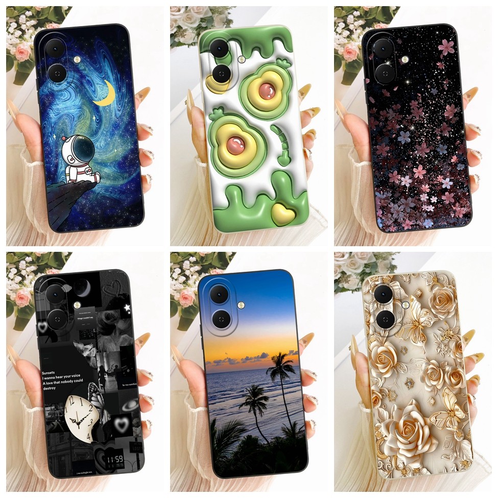 ฝาครอบ Tecno Spark Go2 ปลอก KM4 ซิลิโคนแฟชั่นหรูหราดอกไม้ Kawaii น่ารักทาสีกันกระแทกเคสโทรศัพท์ Tech