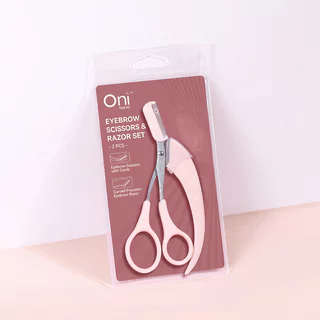 Oni Eyebrow Scissors & Razor Set ชุดกรรไกรตัดคิ้วพร้อมหวี และมีดกันคิ้วโอนิ 2 ชิ้น คม ปลอดภัย ไม่บาดผิว.