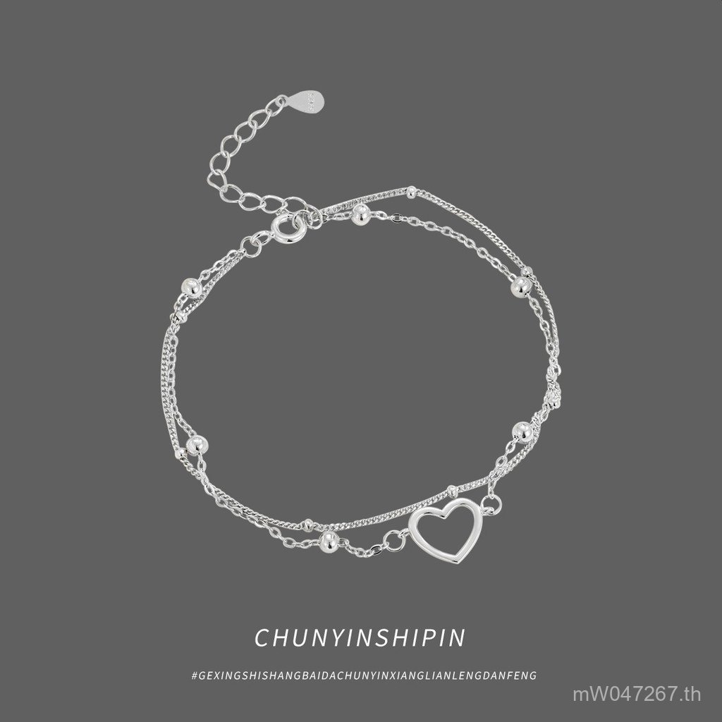 สร้อยข้อมือทรงหัวใจว่าง sterling silver สไตล์คลาสสิก สำหรับทุกโอกาส YATI
