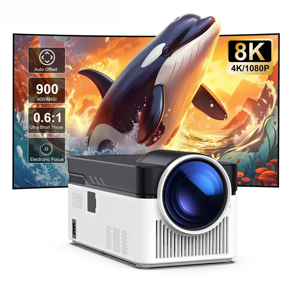 อินเทรนด์ Hy450 โปรเจคเตอร์สั้นพิเศษโยนปิดอัตโนมัติ 1080p 8k อิเล็กทรอนิกส์โฟกัส 900 Ansi Air Mouse 