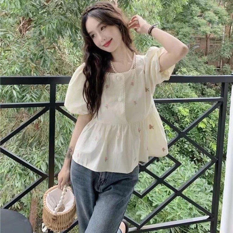 เสื้อคอเหลี่ยมแขนพัฟลายดอกไม้ thumbnail 6