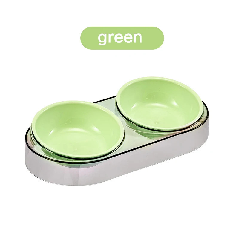 ขายส่ง Candy Color-matched Double Bowl ชามแมวป้องกันการพลิกคว่ําและคอ, ให้อาหารสัตว์เลี้ยงและค่าน้ํา
