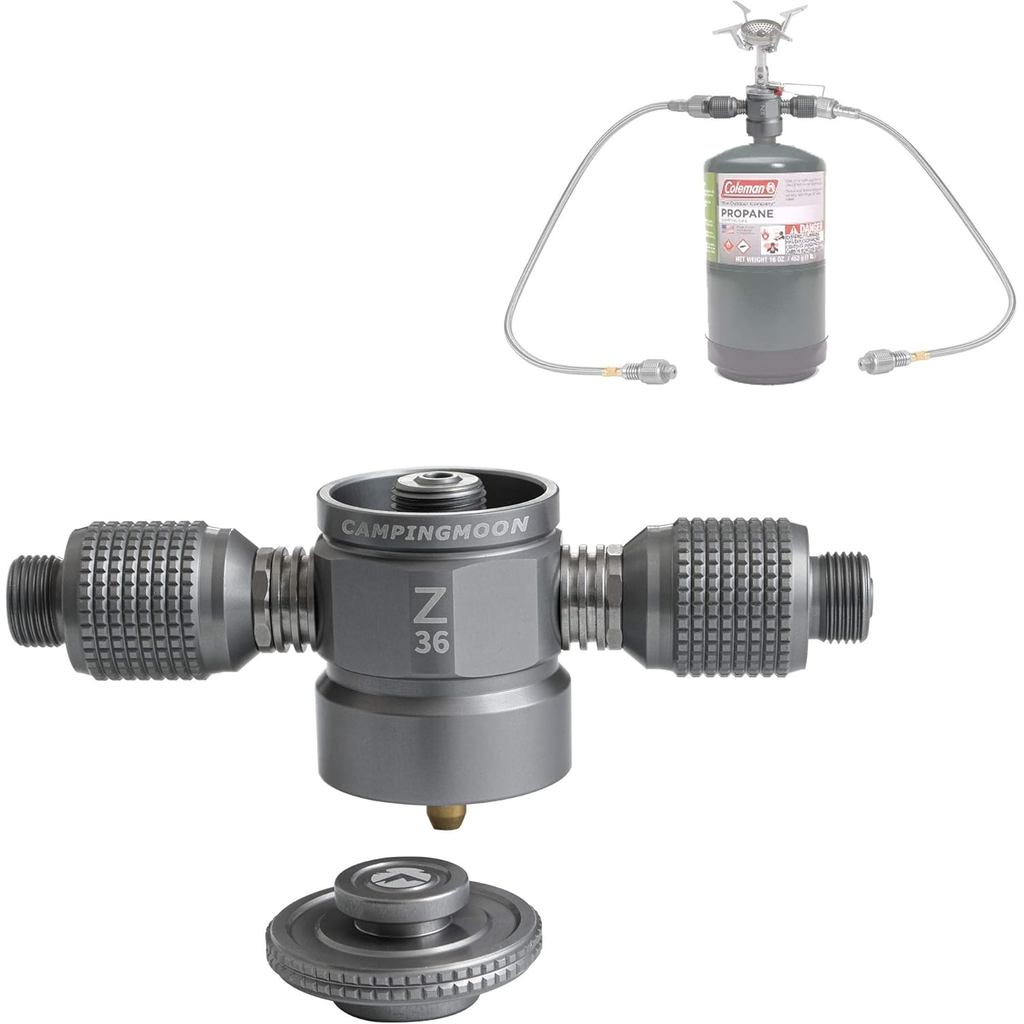 CAMPINGMOON 3 Outlet Camping Stove Adapter, Inlet: 16oz/1Lb ถังโพรเพนขนาดเล็ก, Outlet: EN417 Lindal 