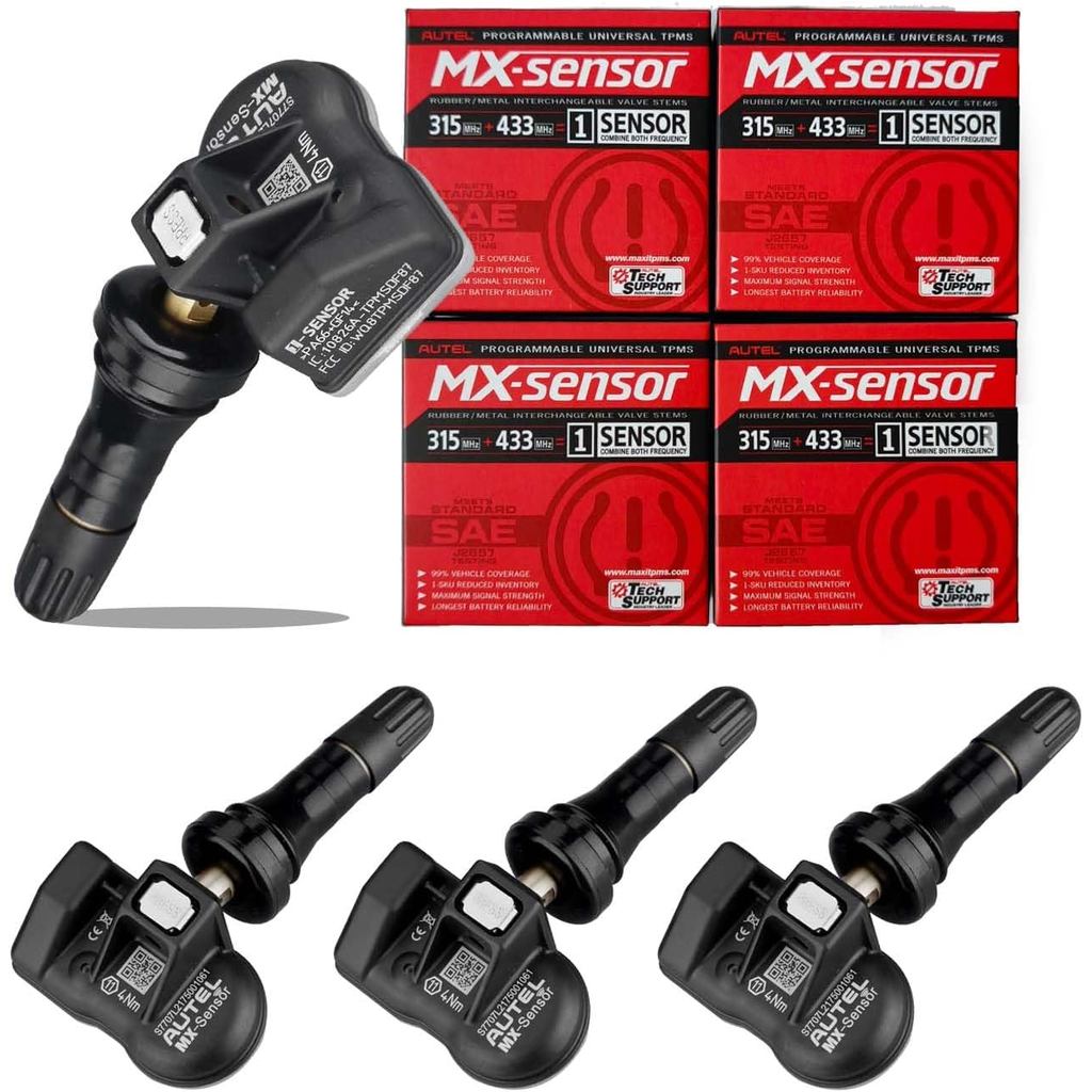 เซ็นเซอร์ TPMS Autel ชุด 4 ชิ้น, เซ็นเซอร์ความดันยางก้านยาง, 315MHz & 433MHz MX Sensor, เปลี่ยนเซ็นเ