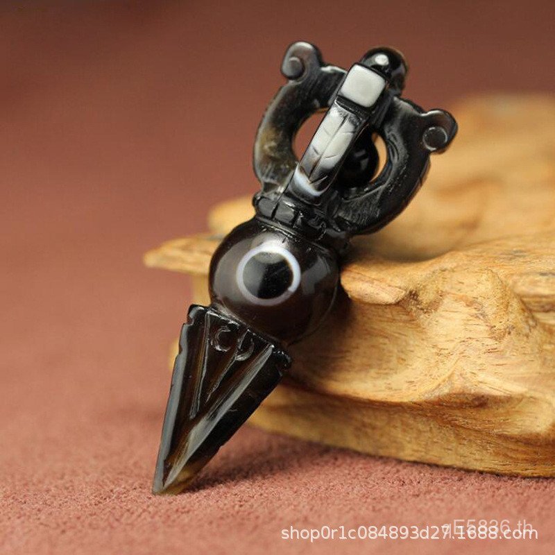 สร้อยคอมากษัตริย์ Tibet ลาย Dzi ลูกปัด shale และ agate พร้อมเครื่องประดับ Vajra สำหรับทั้งผู้ชายและผ