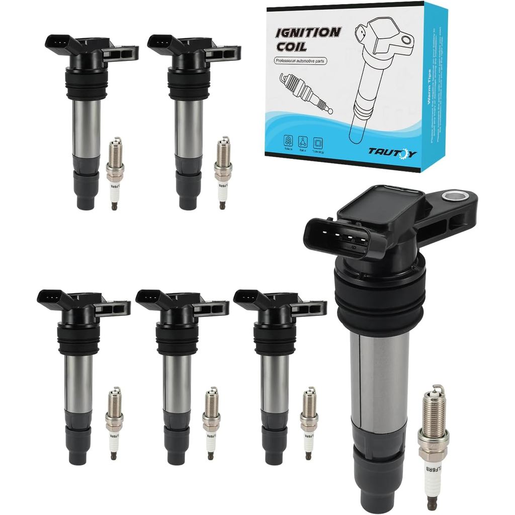 ชุด 6 ชิ้น UF594 คอยล์จุดระเบิด Pack & หัวเทียนอิริเดียม (3.0L 3.2L) สําหรับ 2007-2012 Volvo S60 S80