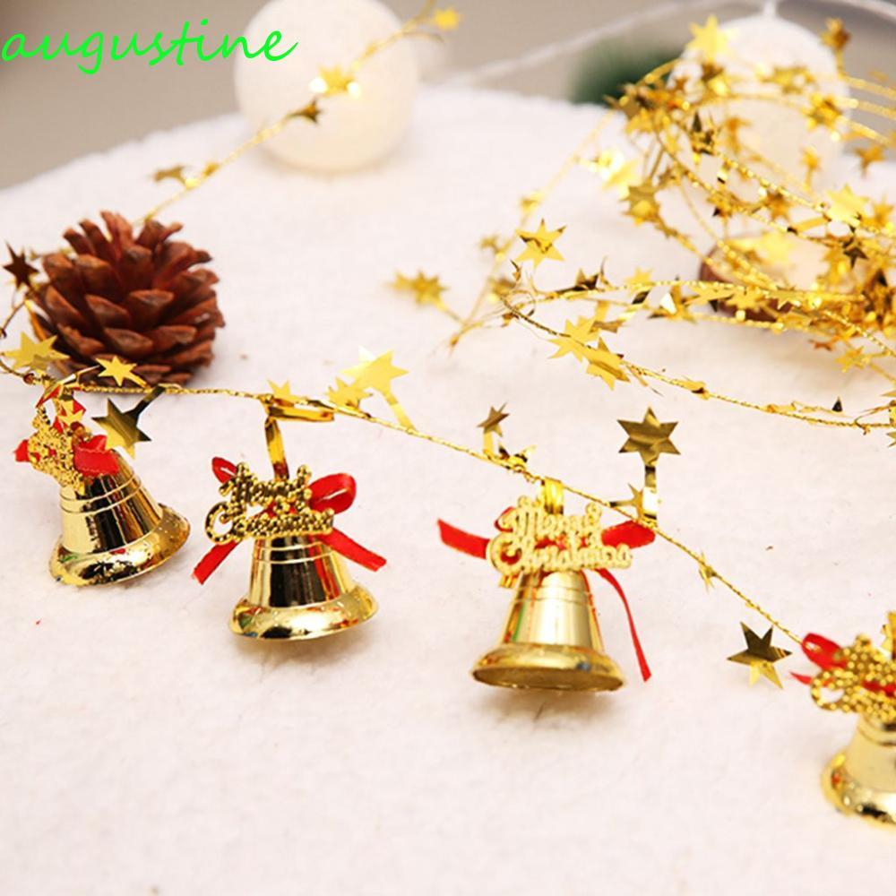 AUGUSTINE ระฆังคริสต์มาสราคาถูก 9 ชิ้น/แพ็ค Party Decor พลาสติก Shining Creative Golden Bell