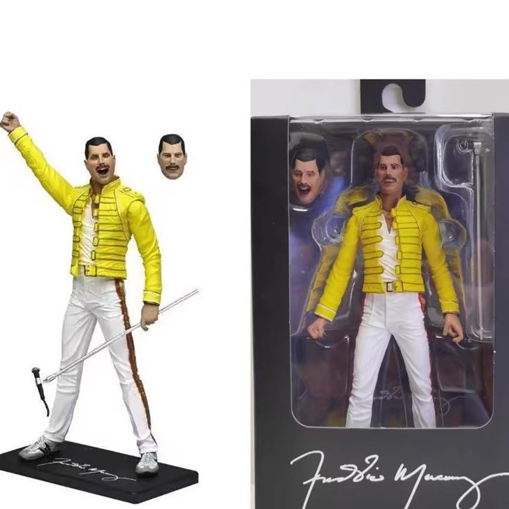 [คลังสินค้าพร้อม] NECA Queen Band Lead Singer Freddy 86 Magic Tour Movable Model Figure Jewelry