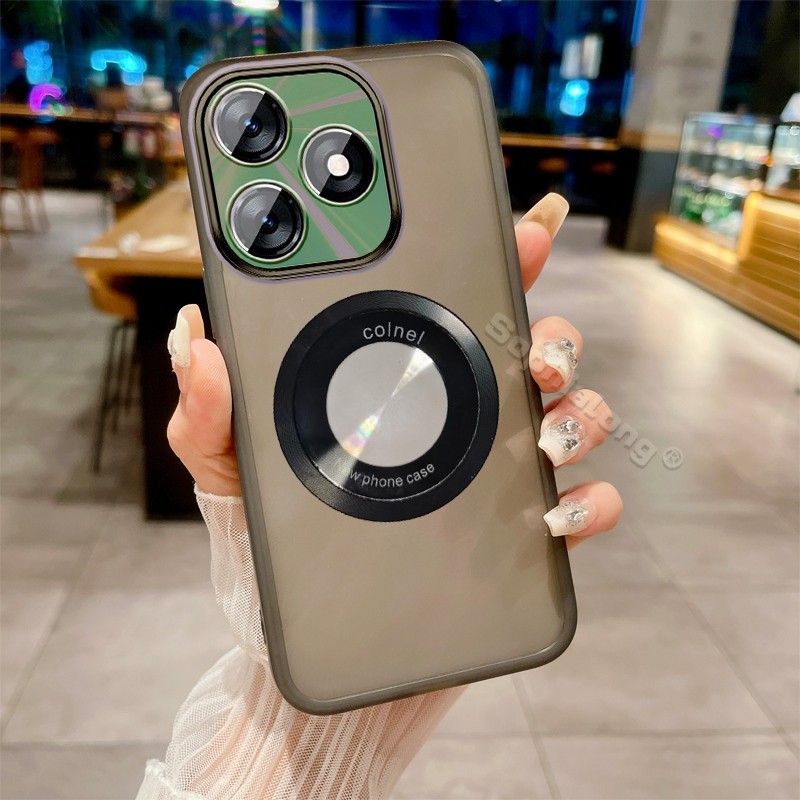 Soft Clear Cases สําหรับ Tecno Spark 10 10C Kl5q Kl5k Kl5m พร้อมตัวป้องกันกล้อง Maha กระจกแม่เหล็ก