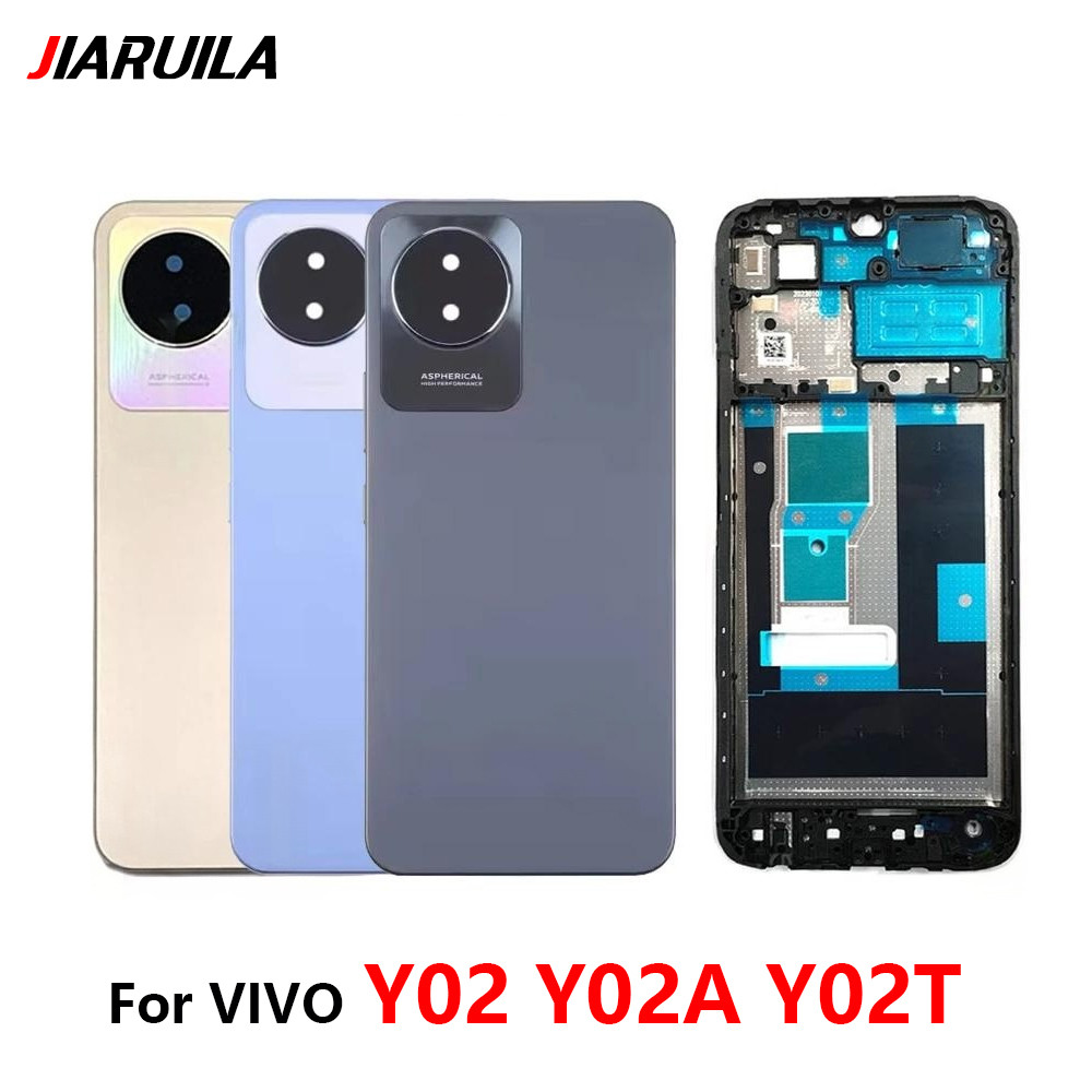 ฝาหลังแบตเตอรี่ด้านหลังด้านหลัง LCD กรอบด้านหน้าสําหรับ VIVO Y02 Y02A Y02T