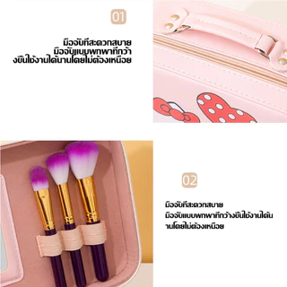 กระเป๋าเครื่องสำอาง ความจุขนาดใหญ่พร้อมกระจกบานใหญ่เด็ก PU กระเป๋าเดินทางขนาดเล็กสำหรับสุภาพสตรี