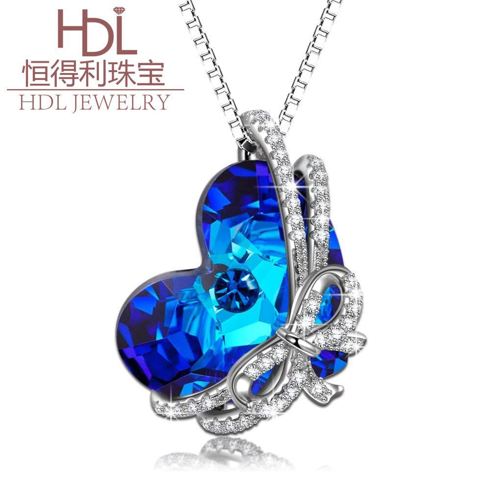 สร้อยคอและจี้เงินสเตอร์ลิงพร้อมคริสตัลออสเตรีย สไตล์ไม่เหมือนใคร WPB4